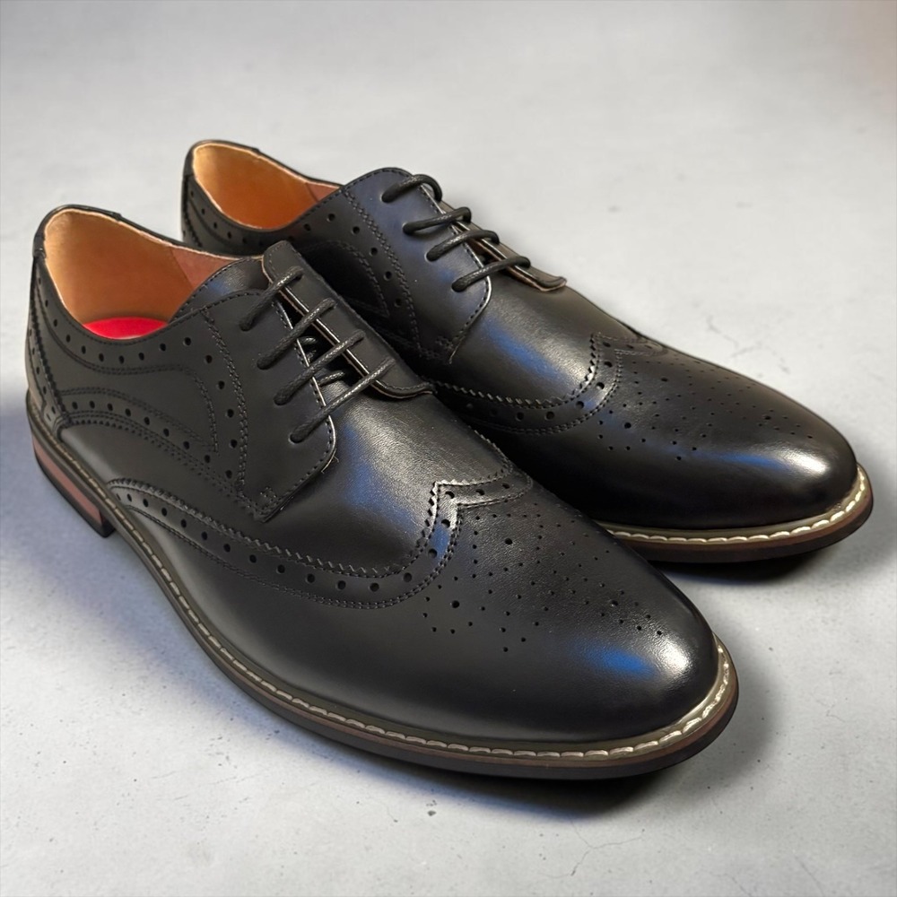 Bruno Marc Prince-3 Mens Black Wingtip Brogue Oxford Dress Shoes 10.5